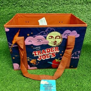 Trader Joe’s Limited Stand-Up Collapsible Tote Bag Brand NEW Moon & Sky RARE